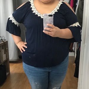 Navy blue boho top